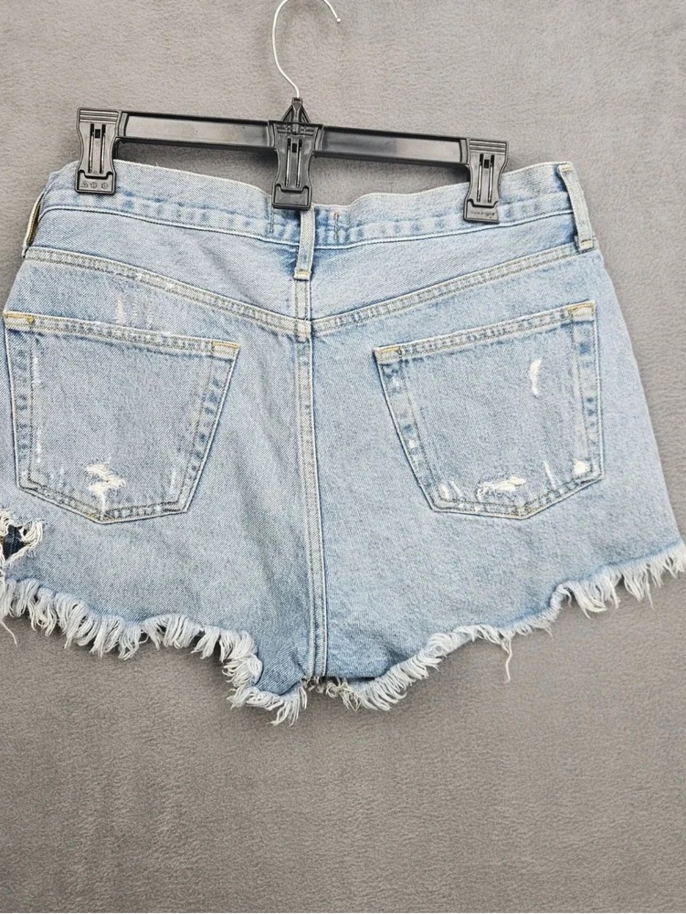 High-Waist Light Blue Denim Shorts with Frayed Hem